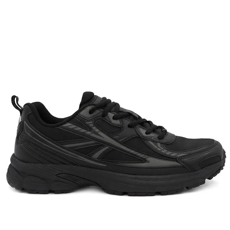 Wide Fit Rugged Lace Up Trainers - BOJIE44011 / 330 189 - Black-Black