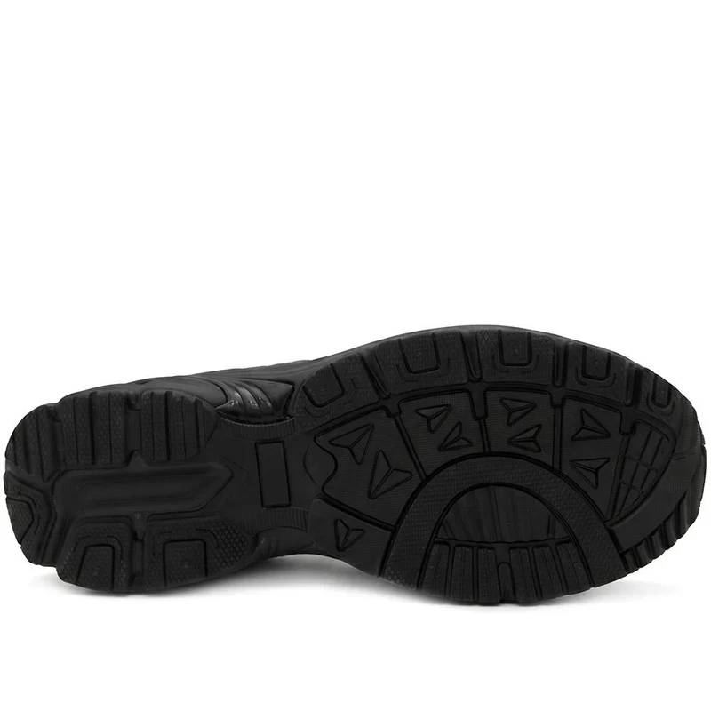 Wide Fit Rugged Lace Up Trainers - BOJIE44011 / 330 189 - Black-Black