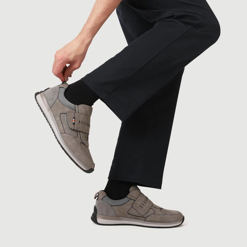 Wide Fit Touch Fasten Trainers - GANG41011 / 327 572 - Grey