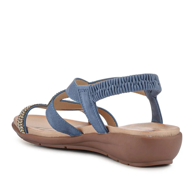 Wedge-Heeled Slingback Sandals - BAIZH41041 / 327 423 - Blue