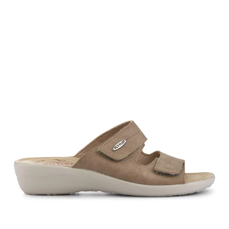 Fly Flot Dual Touch Fastening Leather Mules - FLY41049 / 326 679 - Beige