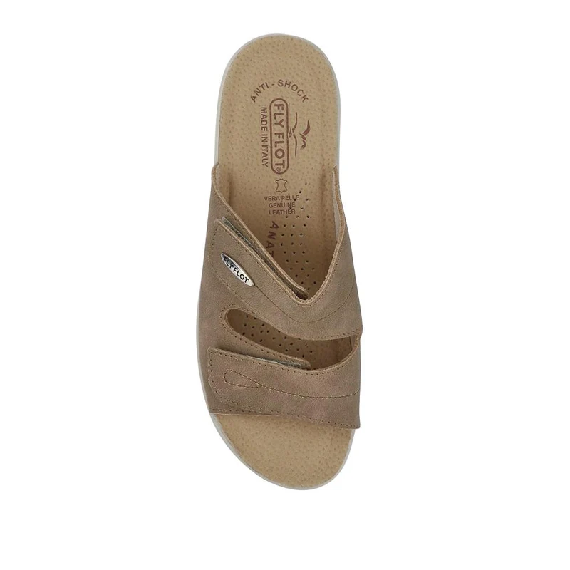 Fly Flot Dual Touch Fastening Leather Mules - FLY41049 / 326 679 - Beige