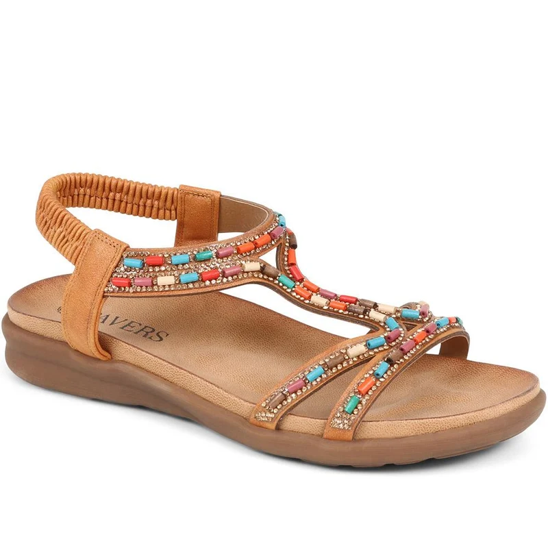 Beaded Sandals - BAIZH37053 / 323 376 - Camel