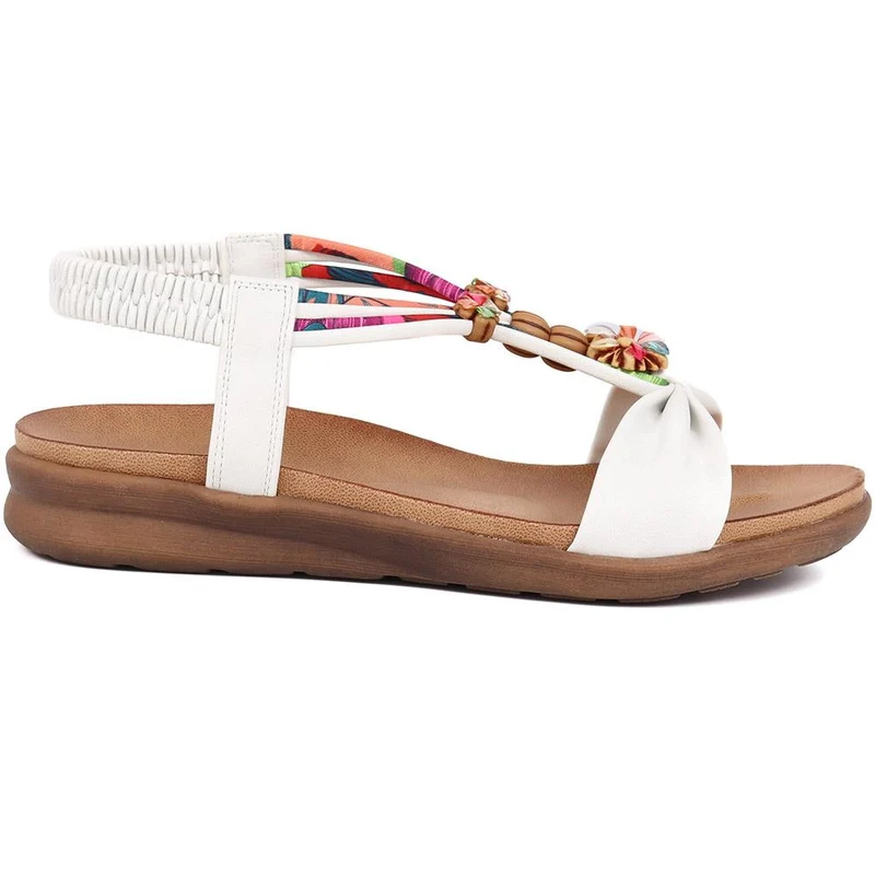 Embellished Flat Sandals - BAIZH37051 / 323 374 - White