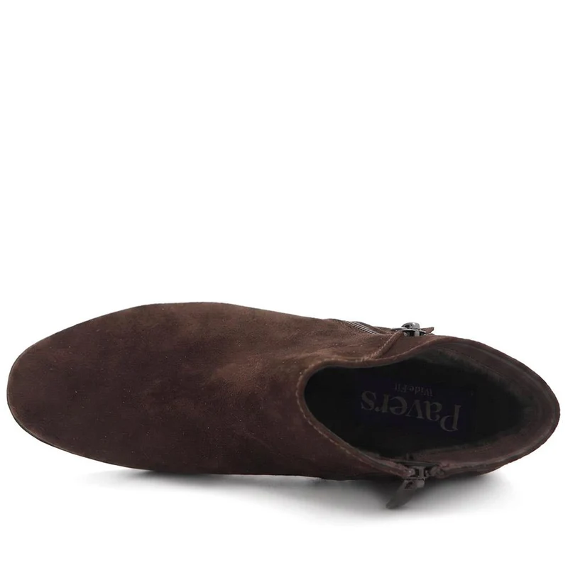 Wide Fit Smart Zip Up Ankle Boots - WOIL42018 / 327 950 - Brown Faux Suede