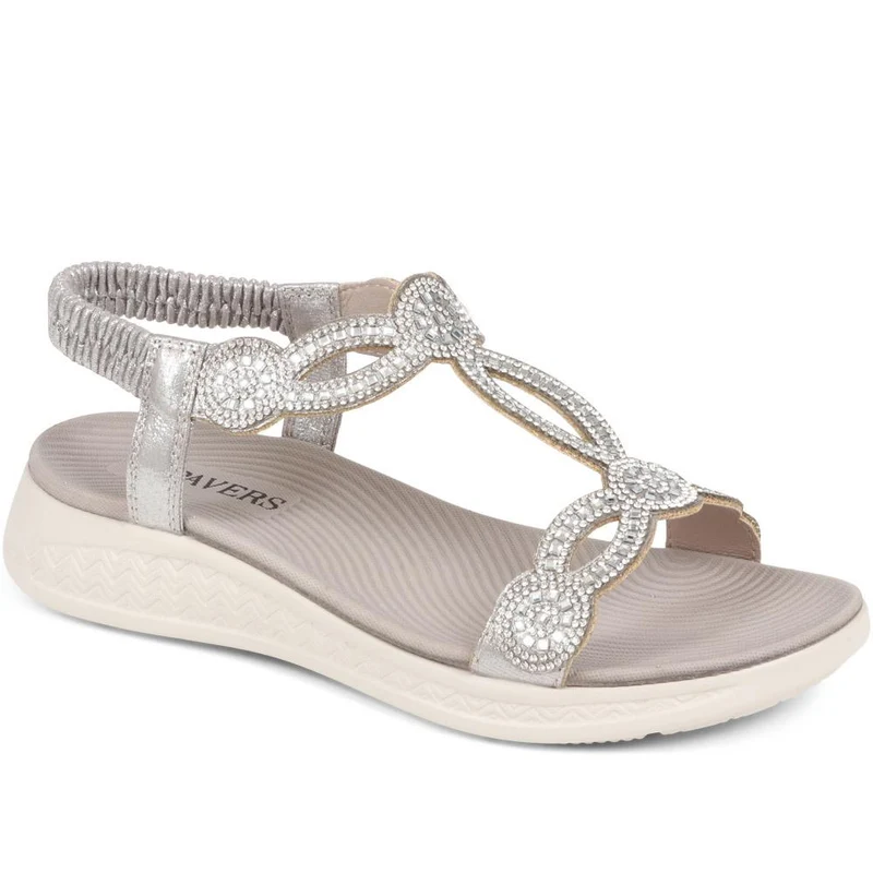 Embellished Flatform Sandals - BAIZH37045 / 323 379 - Grey