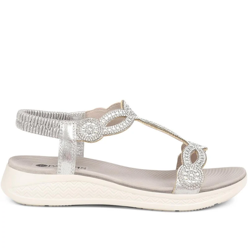 Embellished Flatform Sandals - BAIZH37045 / 323 379 - Grey