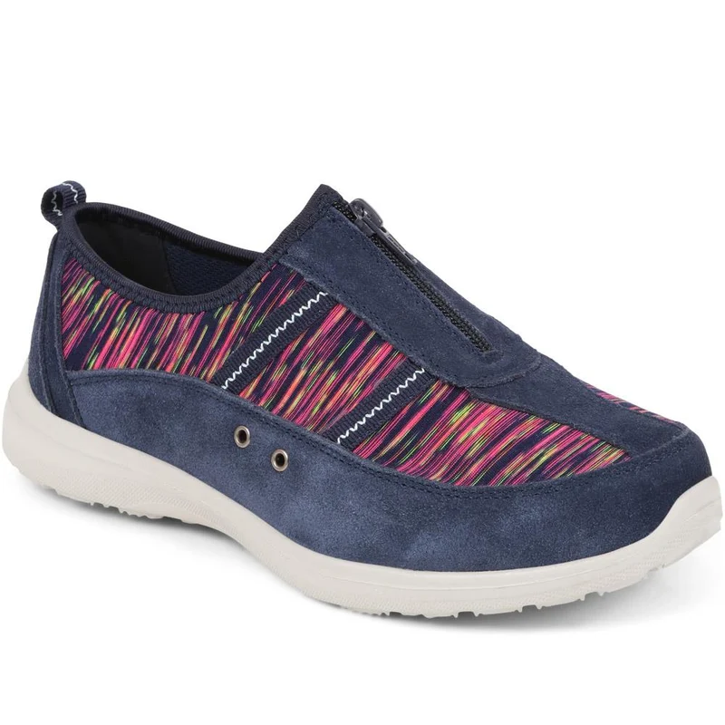 Extra-Wide Fit Memory Foam Trainers - ELANA / 324 089 - Navy Multi
