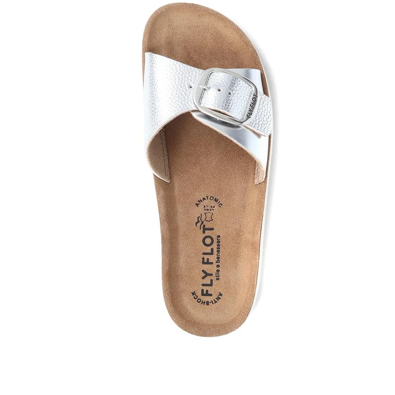 Fly Flot Buckle Detailed Slip On Sandals - FLY37049 / 323 228 - Silver
