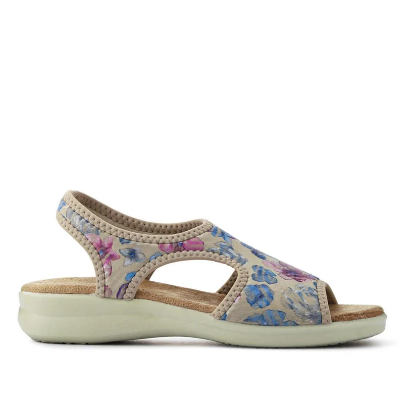 Stretchy Wide-Fit Sandals - POLY41000 / 327 211 - BEIGE FLORAL