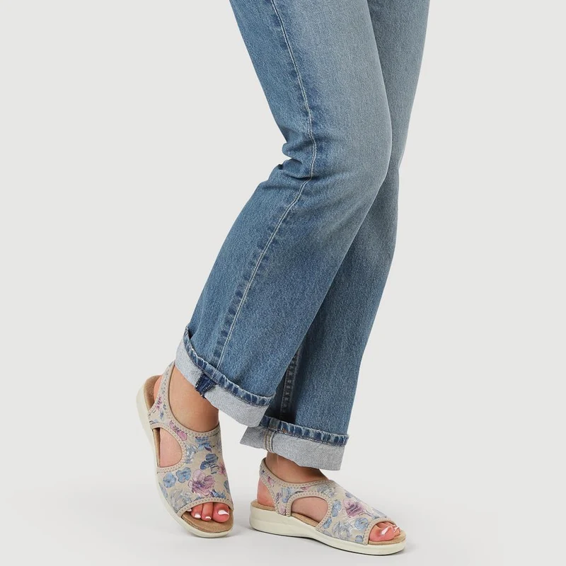 Stretchy Wide-Fit Sandals - POLY41000 / 327 211 - BEIGE FLORAL