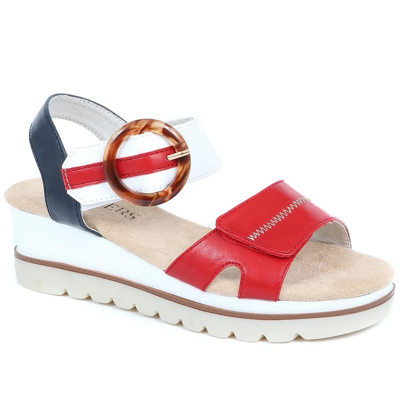 Comfortable Wedge Heel Sandals - WBINS35128 / 321 724 - Red-Navy