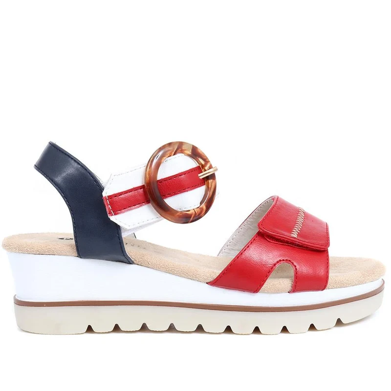 Comfortable Wedge Heel Sandals - WBINS35128 / 321 724 - Red-Navy