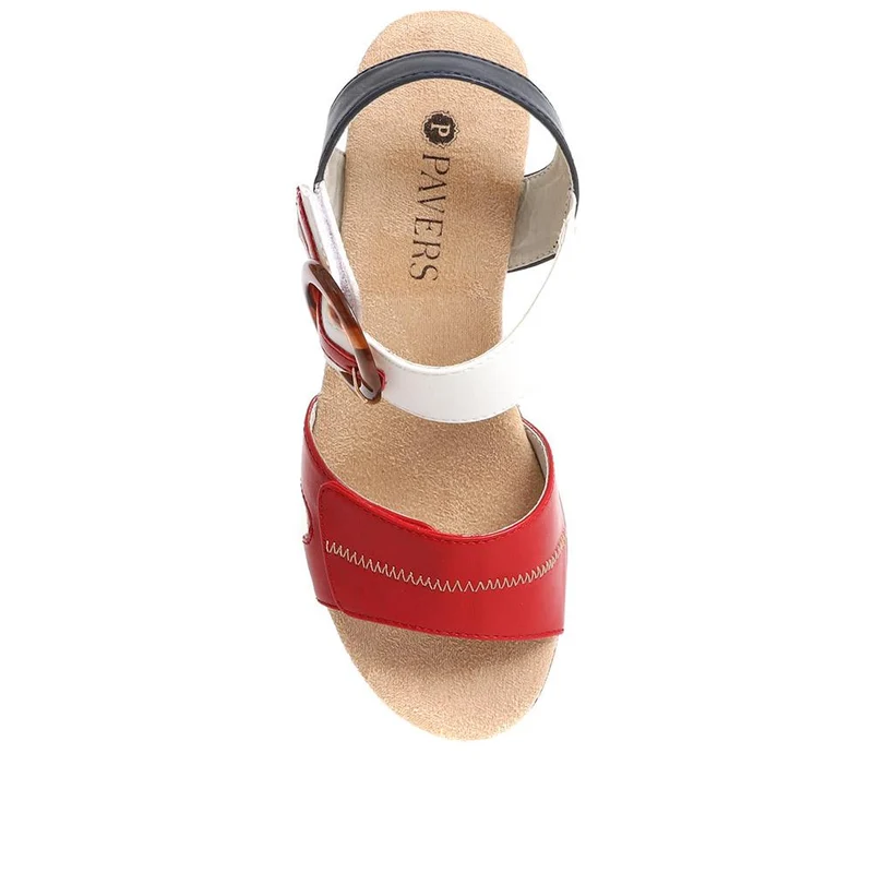 Comfortable Wedge Heel Sandals - WBINS35128 / 321 724 - Red-Navy