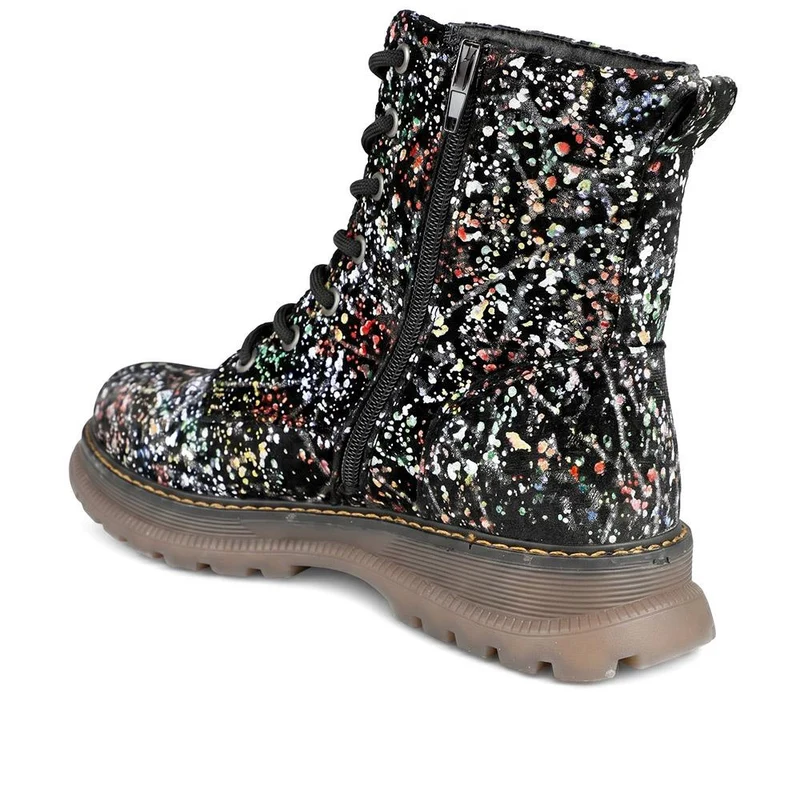 Patterned Lace Up Ankle Boots - LECHE44009 / 329 752 - Multi