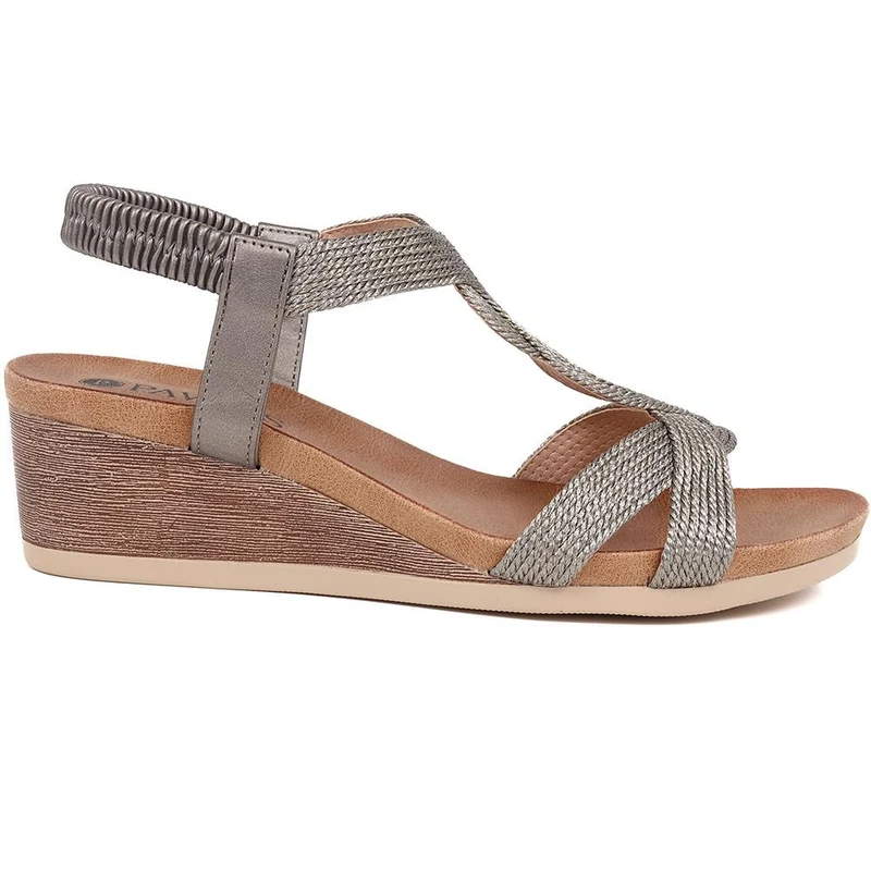 Elasticated Slip-On Sandals - BAIZH39073 / 325 103 - Pewter