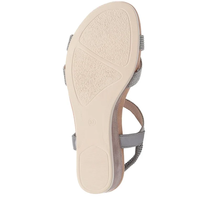 Elasticated Slip-On Sandals - BAIZH39073 / 325 103 - Pewter