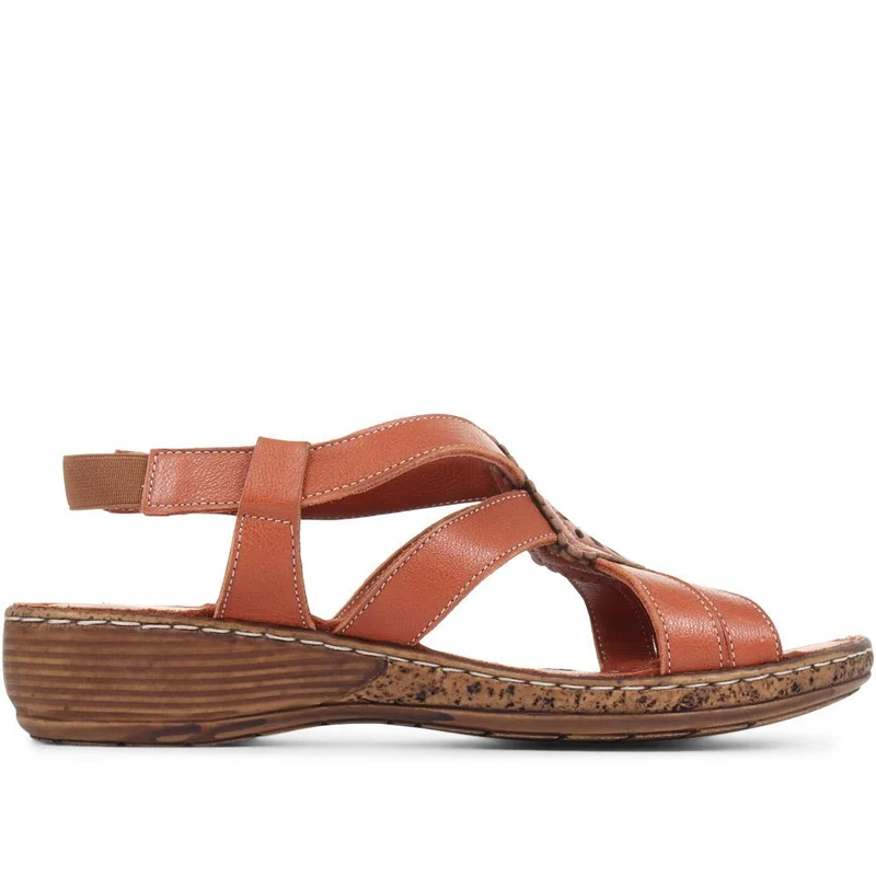 Leather Slingback Sandals - LUCK35001 / 321 605 - Tan