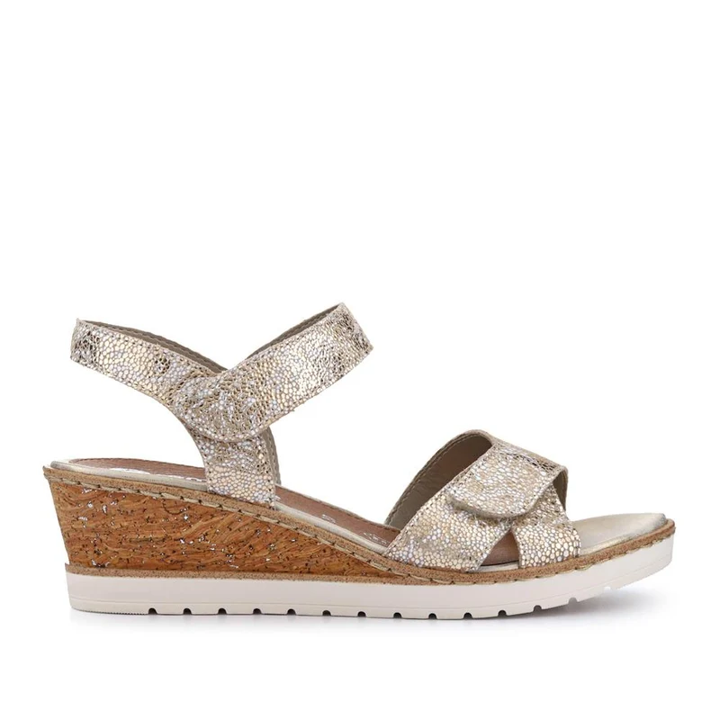 Smart Leather Wedge-Heel Sandals - DRS41511 / 327 089 - Gold