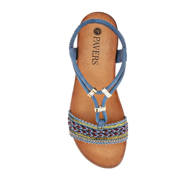 Lightweight Elasticated Wedge Sandals - BAIZH41040 / 327 415 - Navy