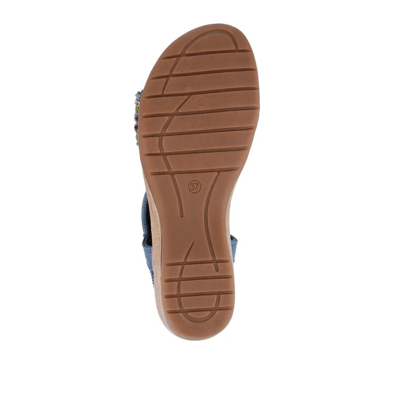 Lightweight Elasticated Wedge Sandals - BAIZH41040 / 327 415 - Navy