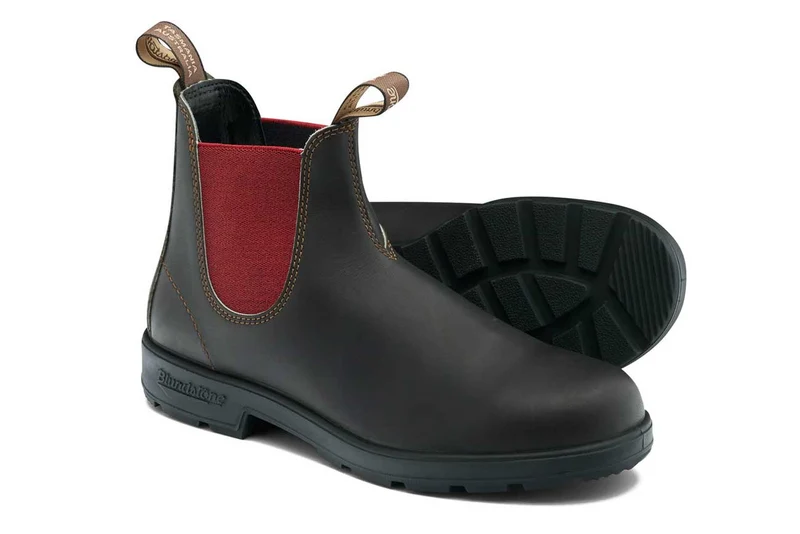 Blundstone Unisex 2500 Originals Vollnarbenleder Chelsea Stiefel | Braunkarmesinrot
