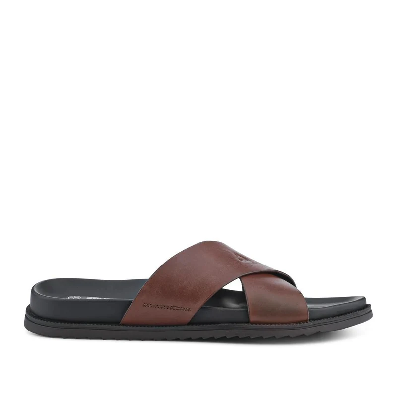 Strappy Leather Slides - JFOOT41009 / 327 467 - Brown