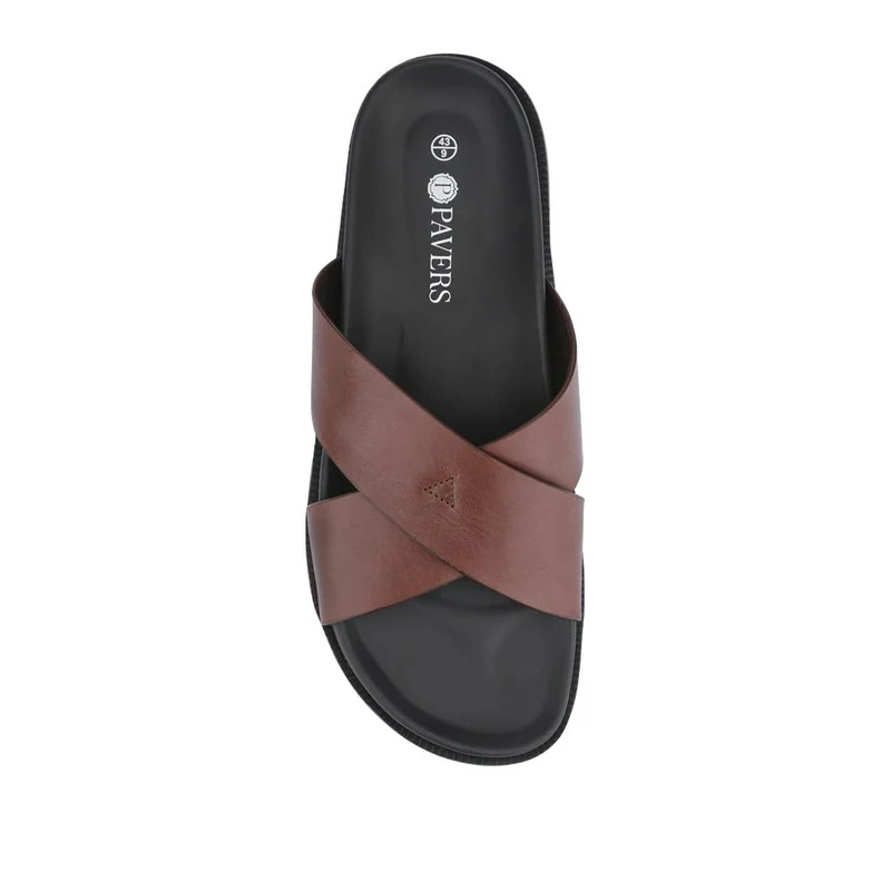 Strappy Leather Slides - JFOOT41009 / 327 467 - Brown