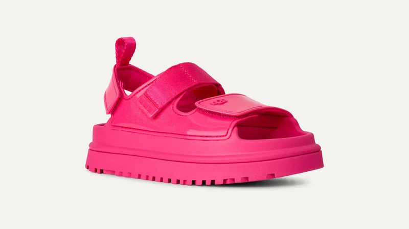 UGG GoldenGlow Kinder-Sandalen mit glänzendem Glitzer | Tiefes Korallenrot