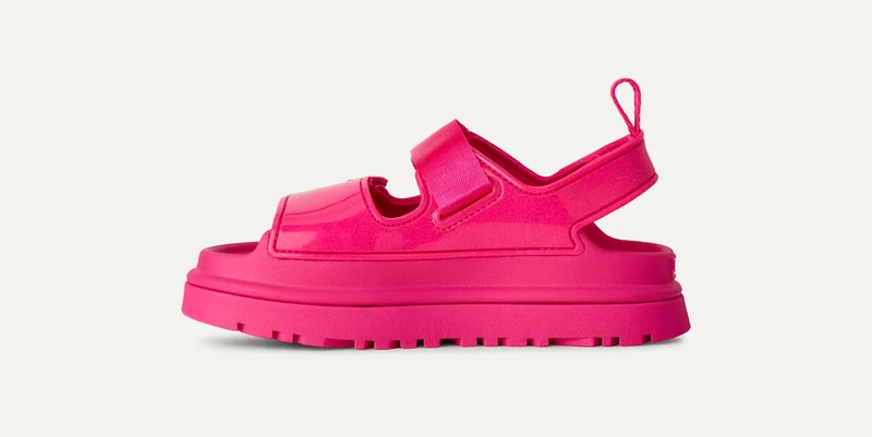 UGG GoldenGlow Kinder-Sandalen mit glänzendem Glitzer | Tiefes Korallenrot