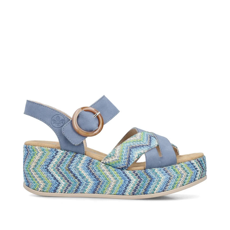 Rieker Damen-Plateausandalen mit Keilabsatz | Blau