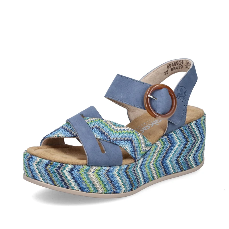 Rieker Damen-Plateausandalen mit Keilabsatz | Blau