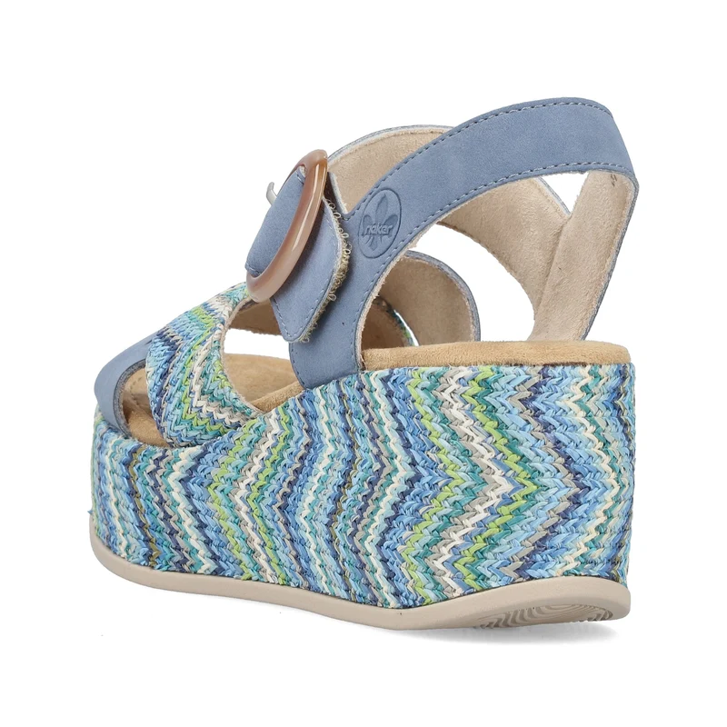 Rieker Damen-Plateausandalen mit Keilabsatz | Blau