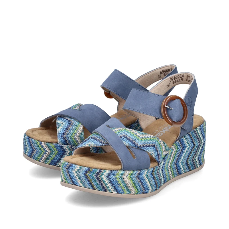 Rieker Damen-Plateausandalen mit Keilabsatz | Blau