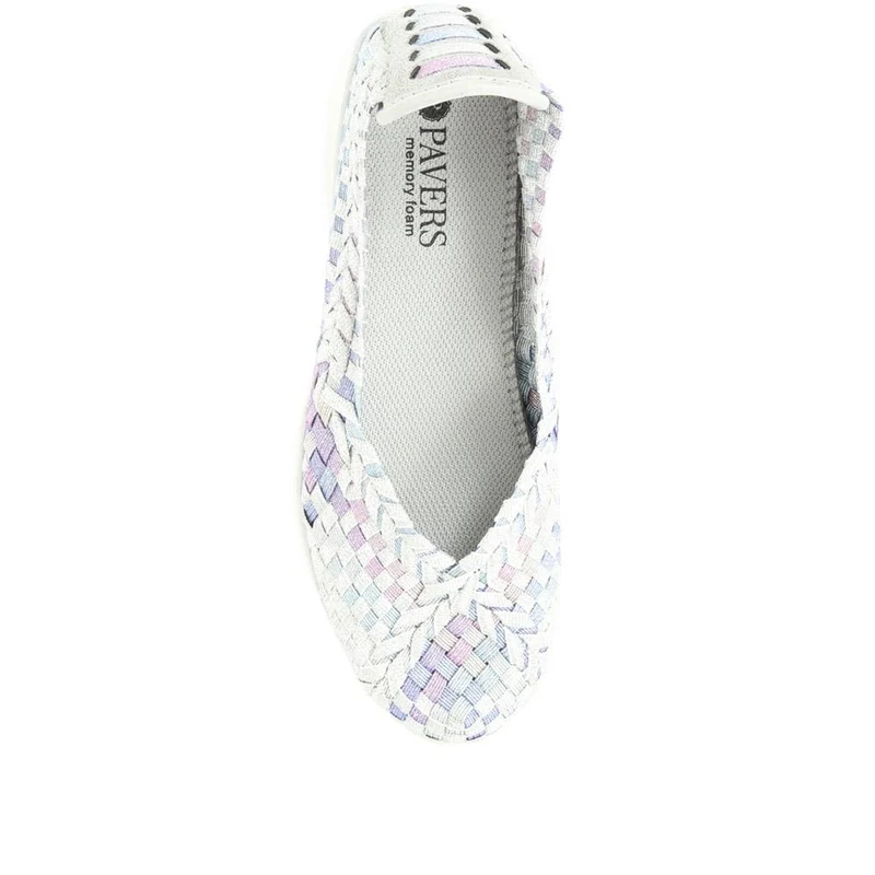 Stretch Fit Memory Foam Slip On Pumps - BRK35079 / 322 014 - Silver Shimmer