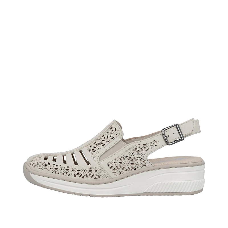 Rieker Damen-Sandalen mit Keilabsatz und Fersenriemen | Beige