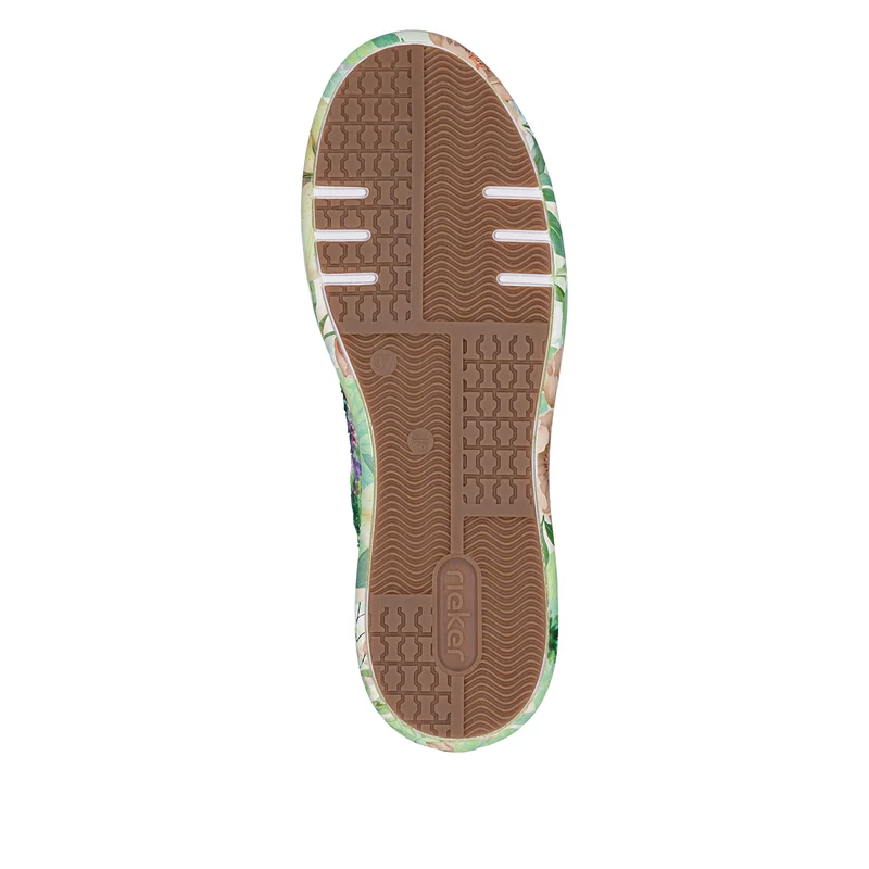 Rieker Damen-Plateau-Sneaker | Grün mit Blumenmuster