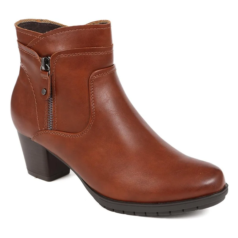 Block Heel Ankle Boots - WOIL36021 / 322 624 - Tan