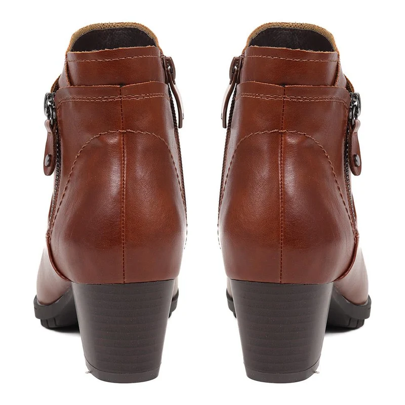 Block Heel Ankle Boots - WOIL36021 / 322 624 - Tan