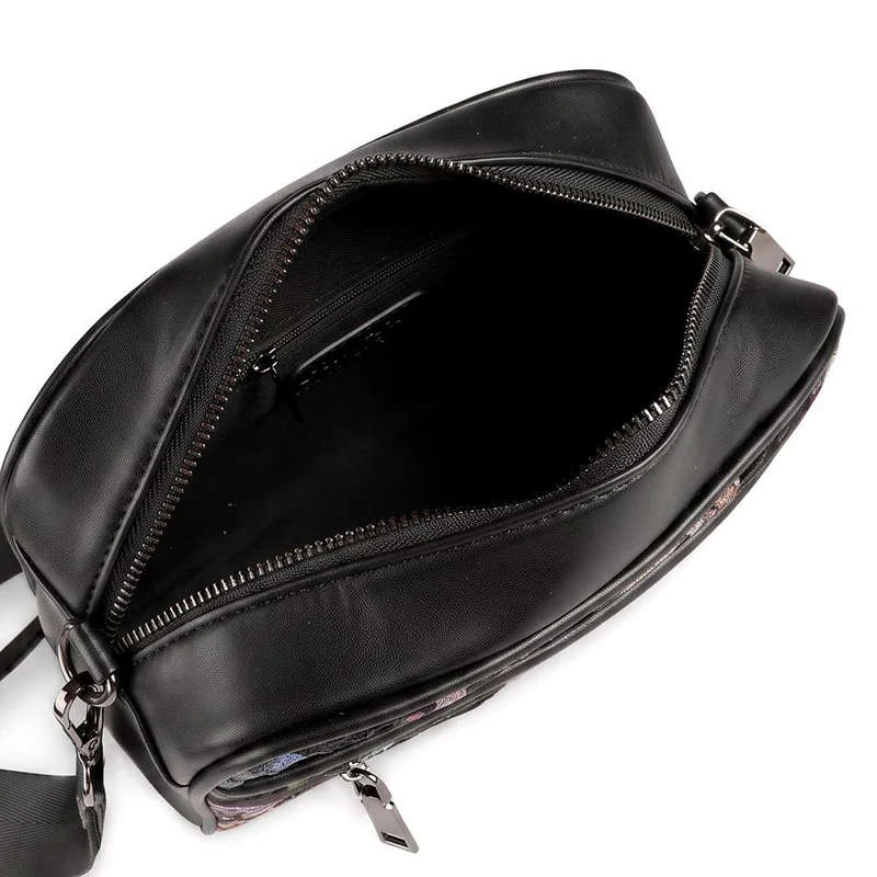 Adjustable Strap Multi Pocket Crossbody Bag - RIM44002 / 329 882 - Black Floral