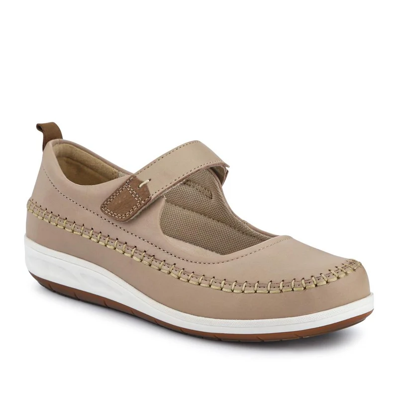 Wide-Fit Touch-Fasten Mary Janes - PARK41031 / 327 061 - Beige