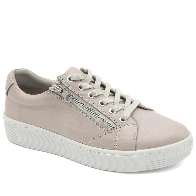 Casual Leather Trainers - BRK41000 / 326 649 - Stone