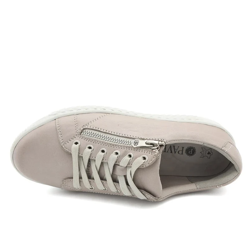 Casual Leather Trainers - BRK41000 / 326 649 - Stone