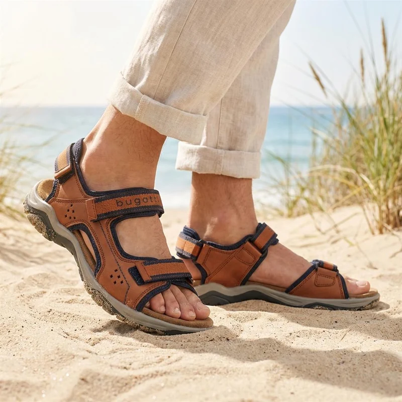Casual Leather Strap Sandals - BUG43502 / 328 747 - Tan