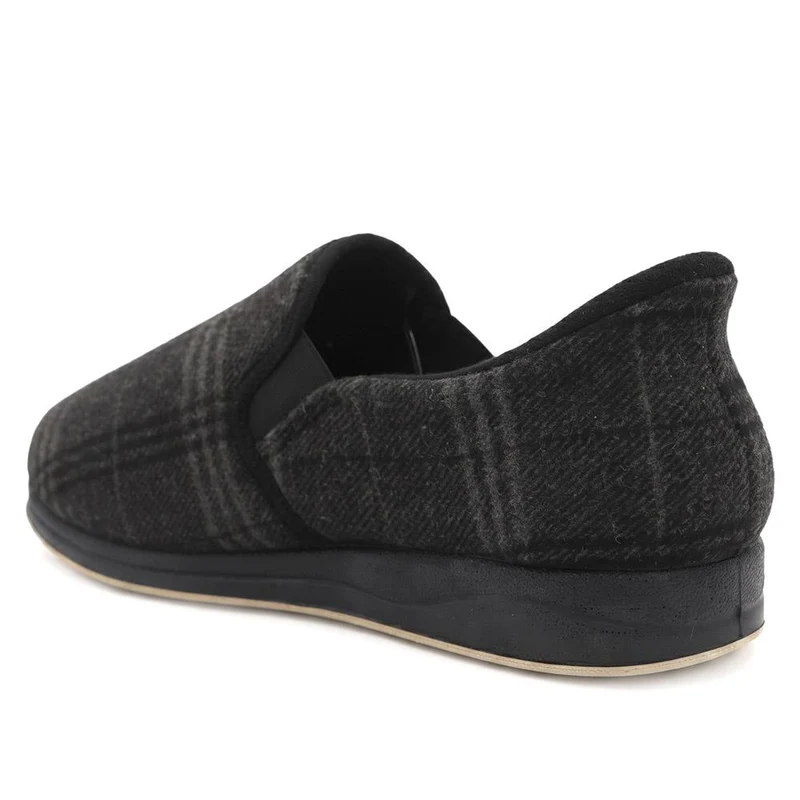 Easy Step In Wide Fit Grip Sole Slippers - QING42025 / 328 174 - Black Check