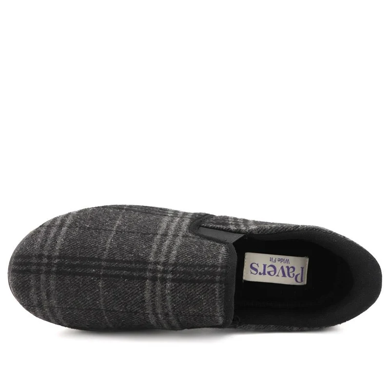 Easy Step In Wide Fit Grip Sole Slippers - QING42025 / 328 174 - Black Check