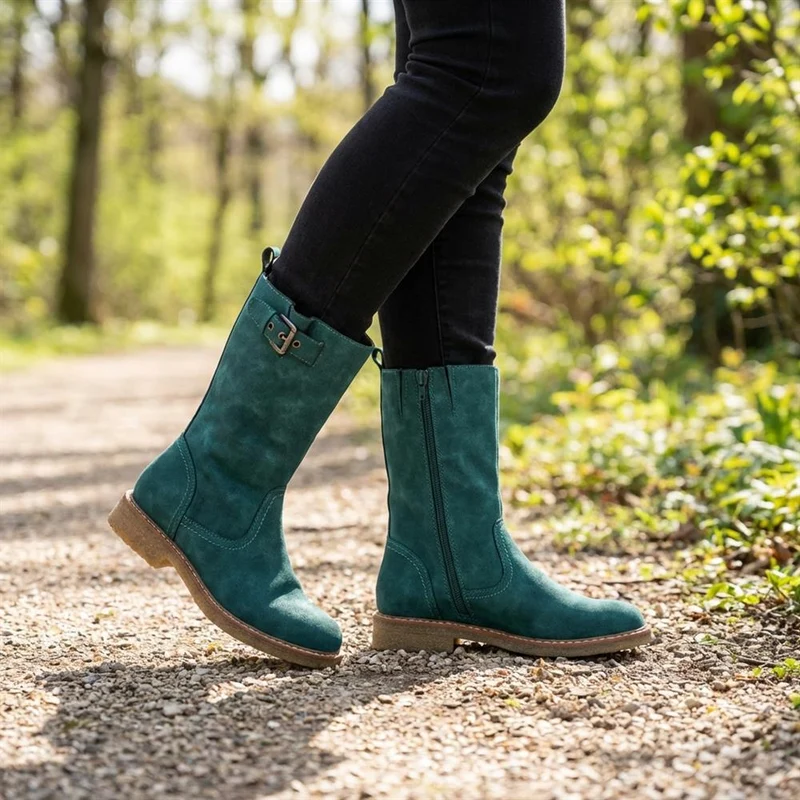 Fashionable Zip Up Calf Length Boots - WBINS42104 / 328 451 - Teal