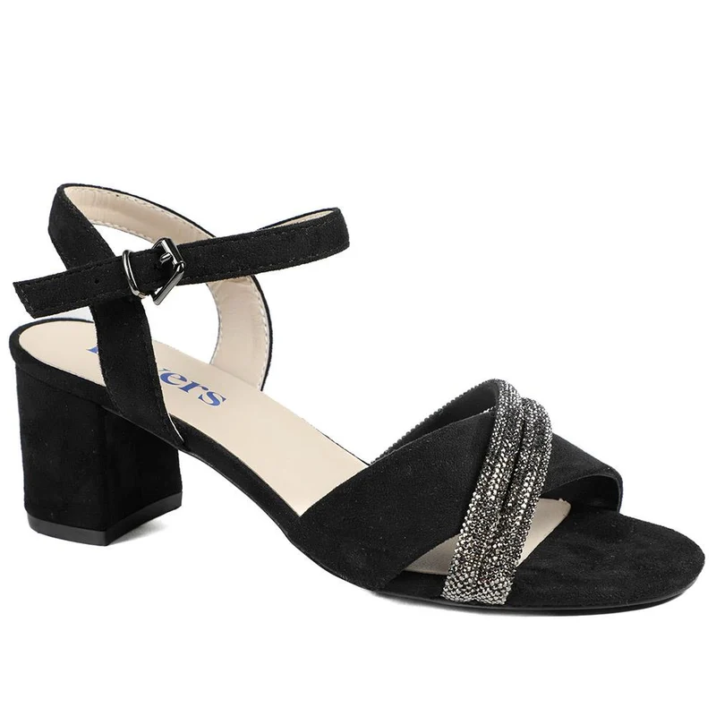 Block Heel Embellished Toe Sandals - WBINS43028 / 329 332