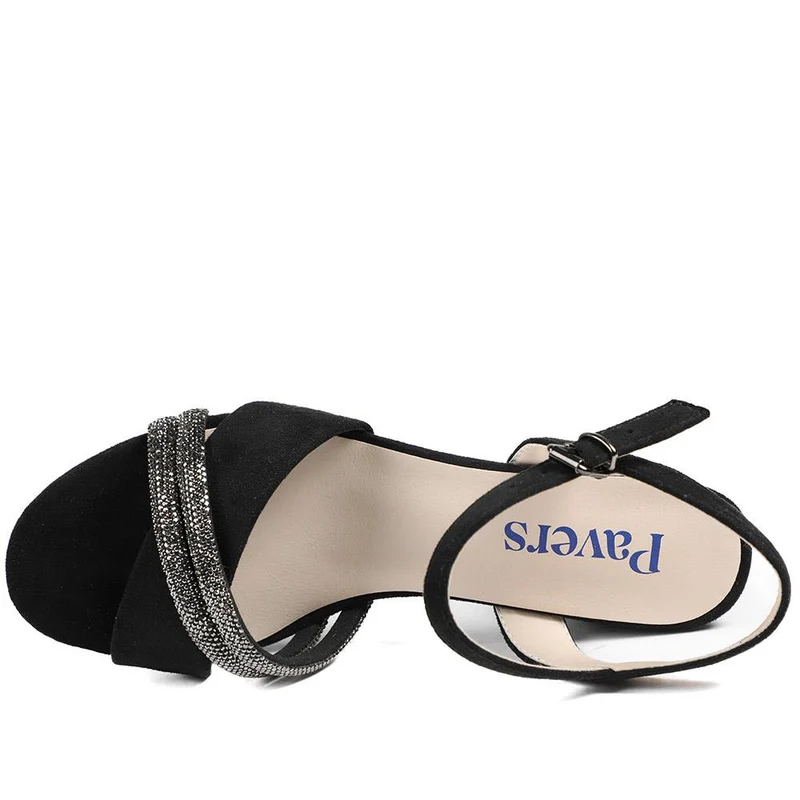 Block Heel Embellished Toe Sandals - WBINS43028 / 329 332 - Black