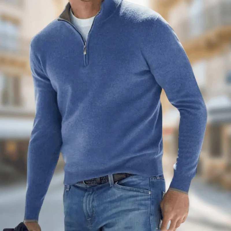 Matthias | Herren Reißverschluss am Kragen Langarm Strickpullover Casual Fit